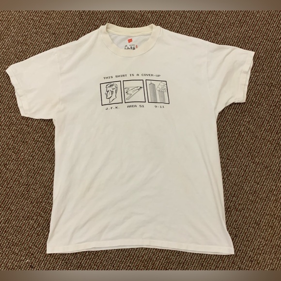 Rare Vtg Men’s Large This Shirt Is a Cover Up Conspiracy Theory T Shirt Unisex - Picture 1 of 11